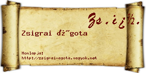 Zsigrai Ágota névjegykártya